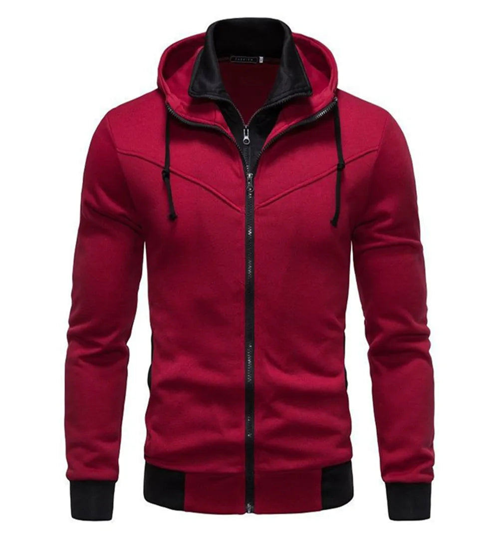 Men's sportswear long sleeved jacket hooded sweatshirt