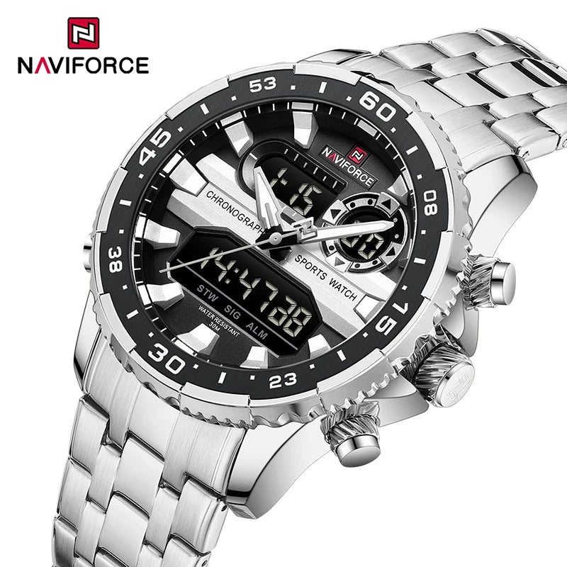 NAVIFORCE Men's Quartz Watch LCD Digital Waterproof