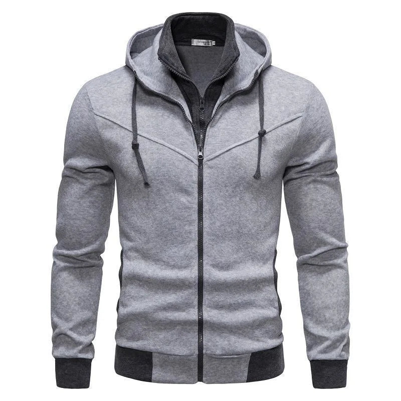 Men's sportswear long sleeved jacket hooded sweatshirt