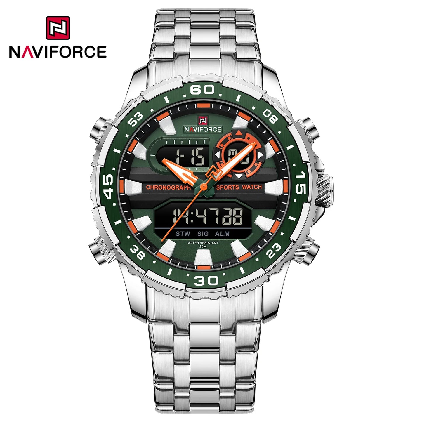 NAVIFORCE Men's Quartz Watch LCD Digital Waterproof