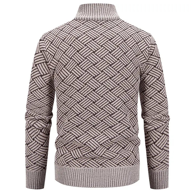 Men Jacket  Geometric Zipper Fly Stand Collar