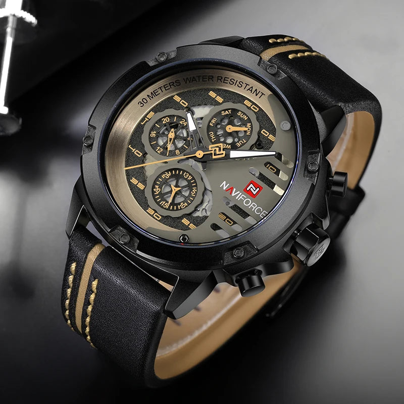 Men's Watches NAVIFORCE Brand Luxury Quartz Watch Man Leather Sport Wristwatches Waterproof Male Clock With Box Set For Sale
