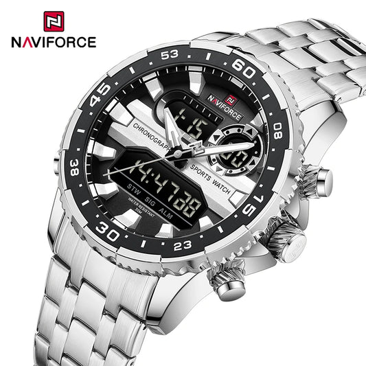 NAVIFORCE Men's Quartz Watch LCD Digital Waterproof