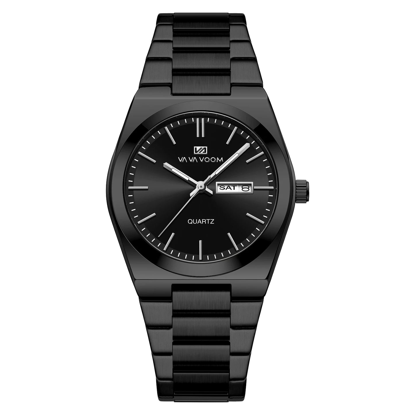 Men Business Watches Fashion Blue Silver Stainless Steel Strap 40mm Wine Barrel Shaped Top Brand Quartz Watch for Mens
