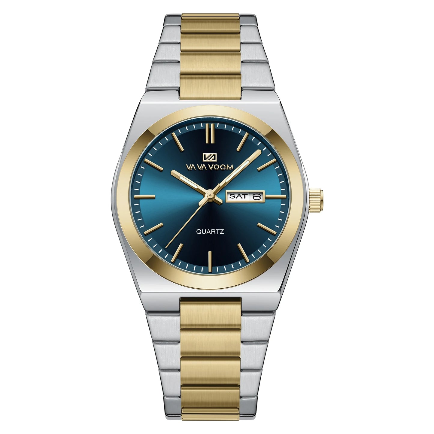 Men Business Watches Fashion Blue Silver Stainless Steel Strap 40mm Wine Barrel Shaped Top Brand Quartz Watch for Mens