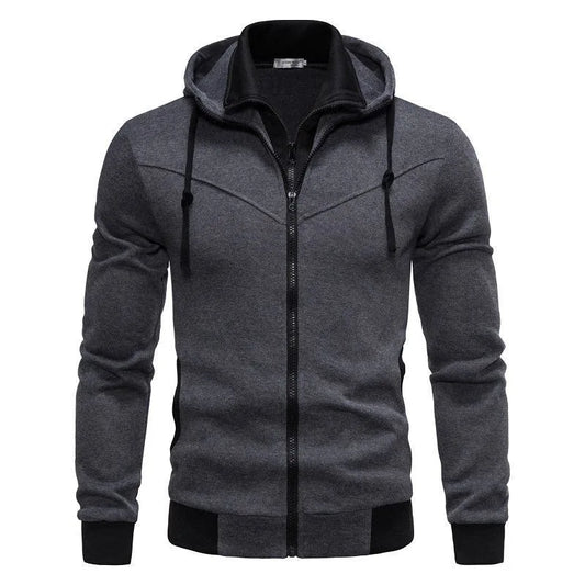 Men's sportswear long sleeved jacket hooded sweatshirt